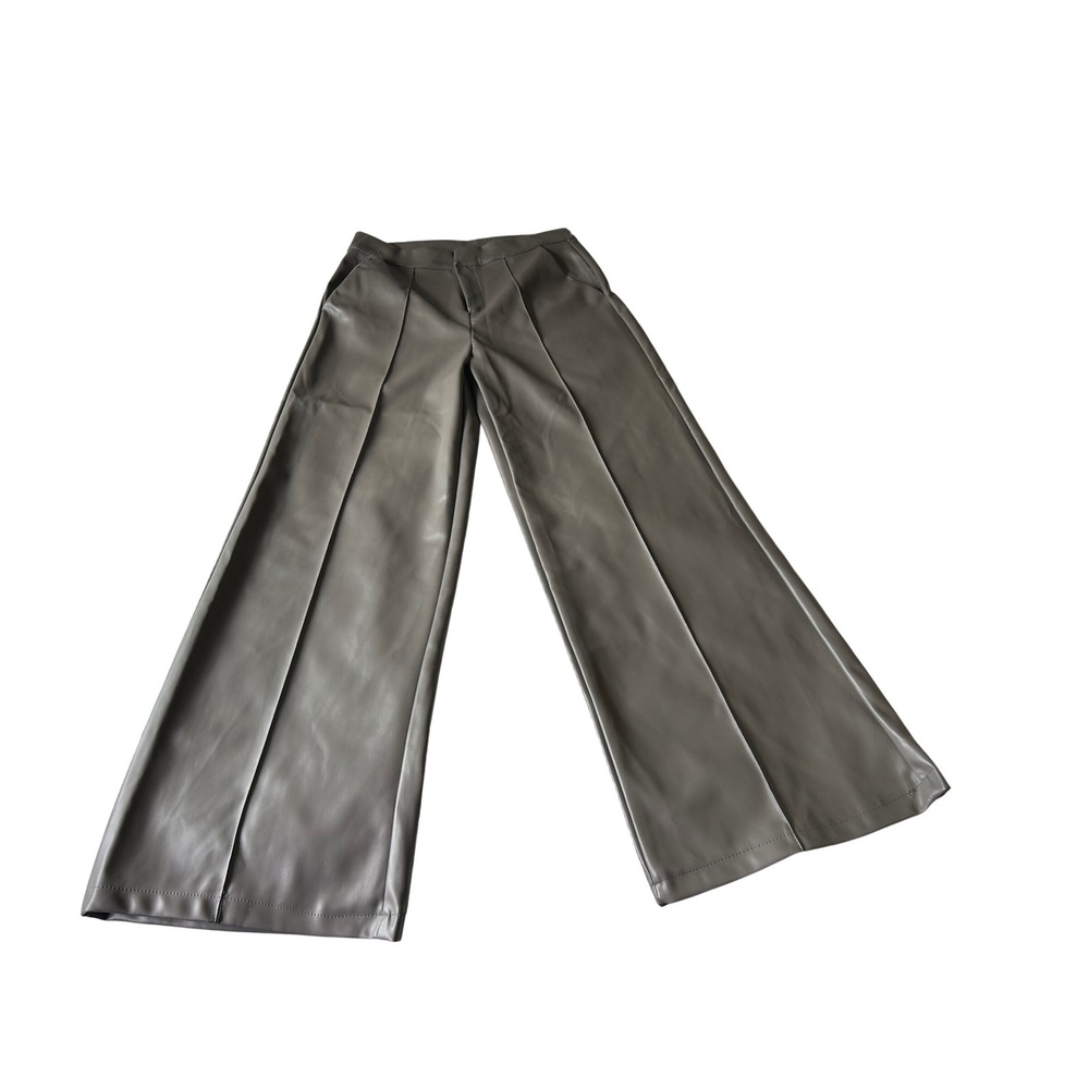 Soho Apparel Faux‎ Leather Wide Leg Pants Trousers Olive Green XL